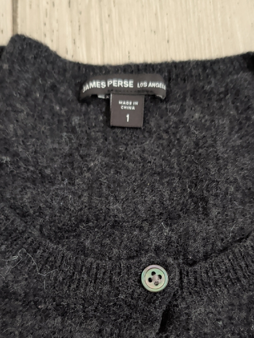 James Perse Men's Charcoal Button-Neck Cardigan